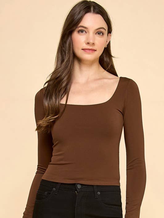 DLT25L CREPE SCOOP NECK LONG SLEEVE TOP and other Purchase Wholesale double layered top. Free Returns & Net 60 Terms on Faire trending on Faire.
