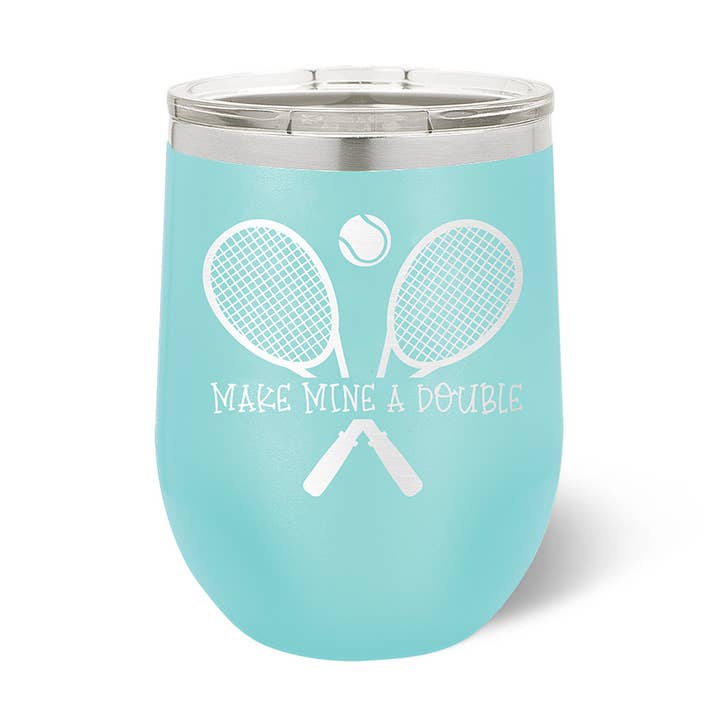 Make Mine a Double Tennis Teal Tumbler for wholesale by Viv&Lou