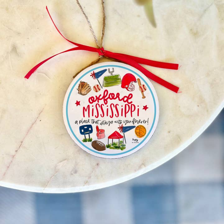 Happy By Rachel, LLC - Wholesale Ornament - Multi Sport Oxford, MS College Town Ornament