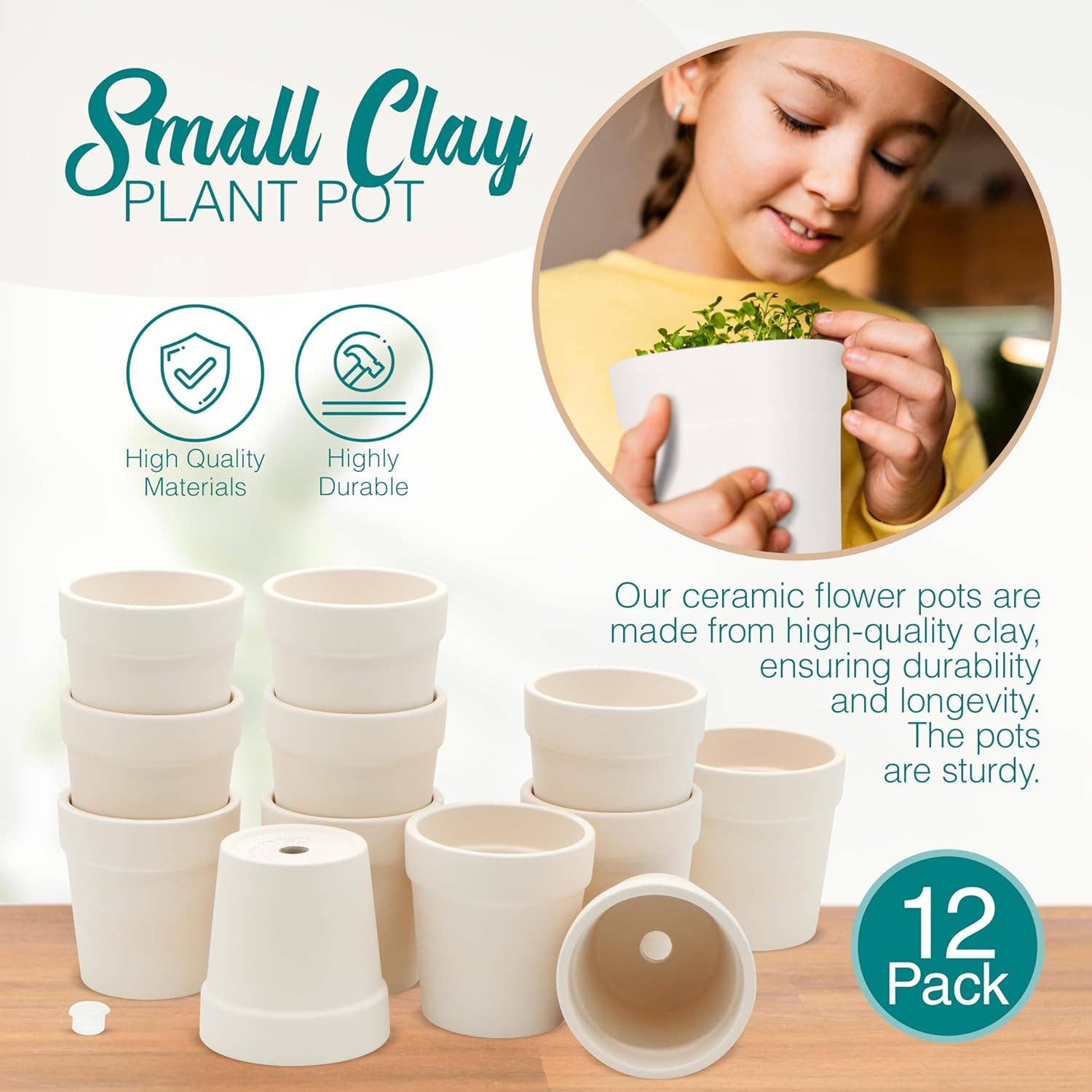 4E's Novelty - Wholesale Plant Pot - 12-pcs Ceramic Flower Pot - Mini Terracotta, Small Clay Pots for Plants, Paintable Flower Pots for Kids5