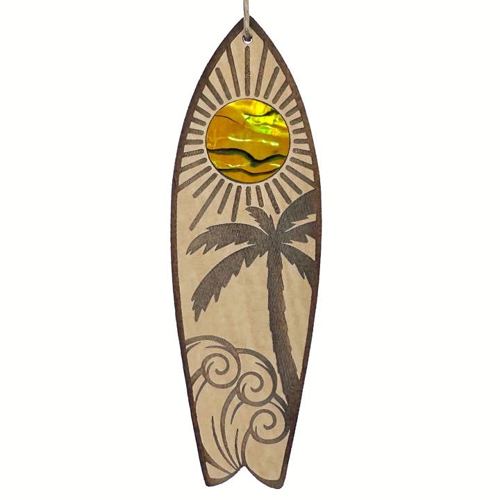 Tropical Surfboard Ornament | Coastal Hanging Decor for wholesale by Art by Sharell