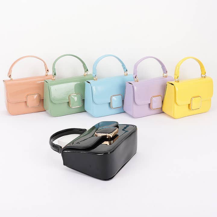 Patent Vegan-Leder Handtasche mit Griff für den Großhandel von 3AM BY H&D ACCESSORIES