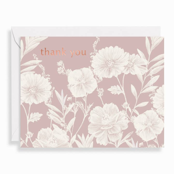 Neutral Stripe Floral Thank You Card Set for wholesale by Paper Source Wholesale