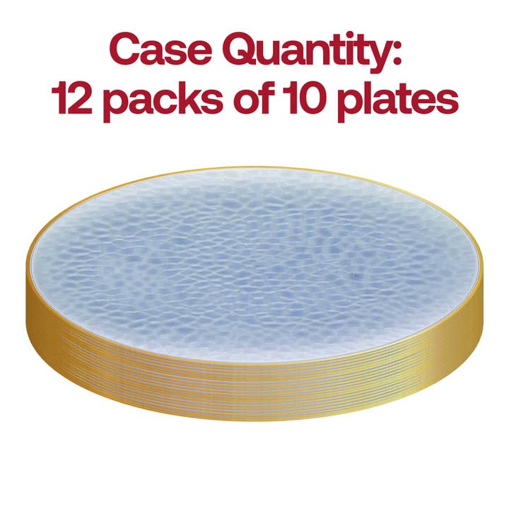 Smarty had a Party - Wholesale Disposable Plate - 7.5" Clear Blue w/ Gold Rim Plastic Salad Plates - 10 pcs3