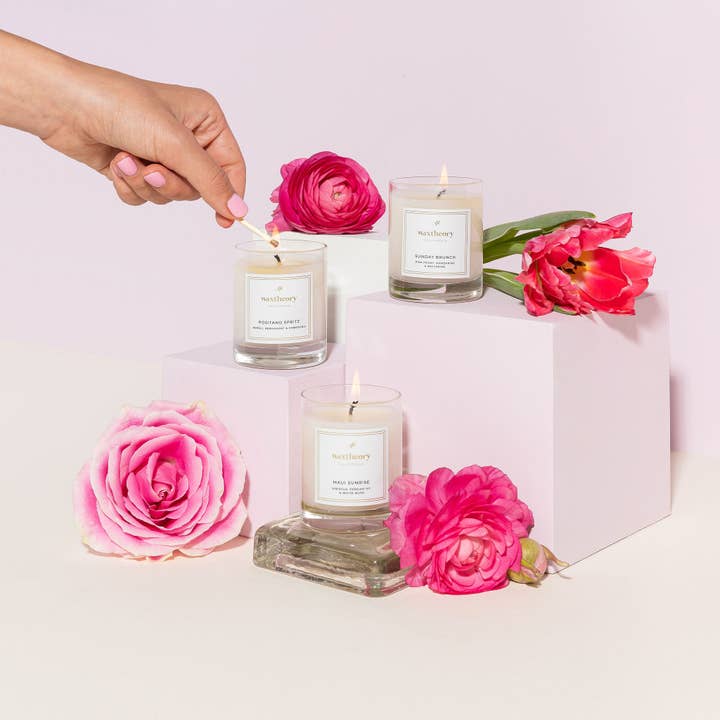 The Florals 3oz Mini Trio Candle set for wholesale by Waxtheory