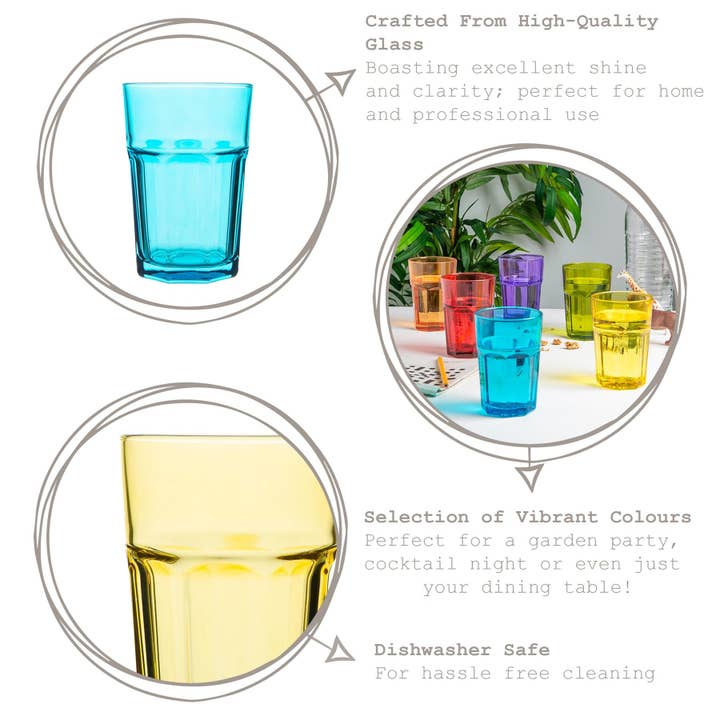Rinkit Ltd - Wholesale Cocktail/Liquor Glass - Rink Drink Coloured Highball Glass - 365ml - 6 Colours