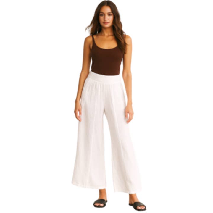 6571 White Vera May Italian Linen Pant for wholesale by VeraMay