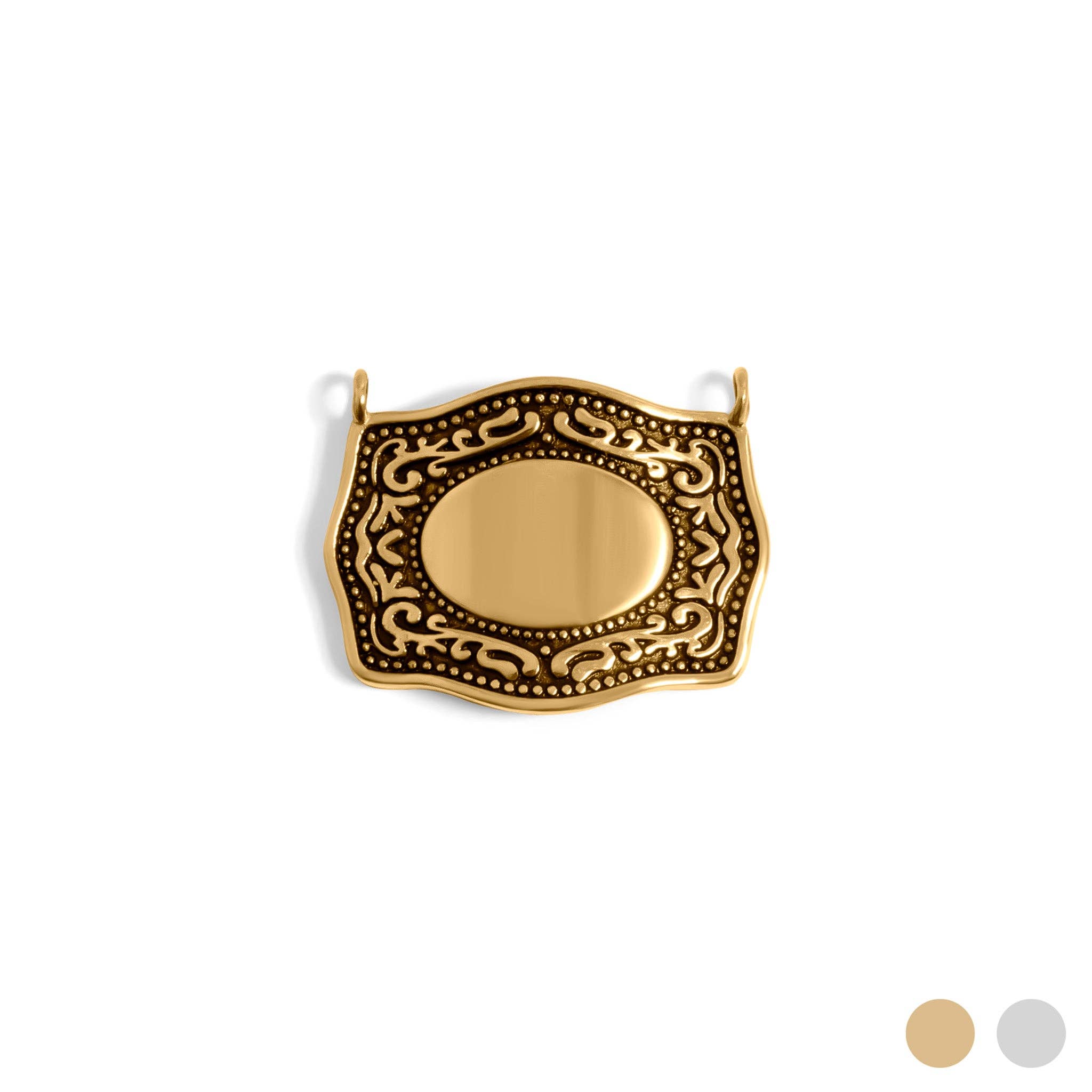 WJW - Wholesale Individual charm/pendant - 18K Gold PVD Stainless Steel Engravable Belt Buckle Charm