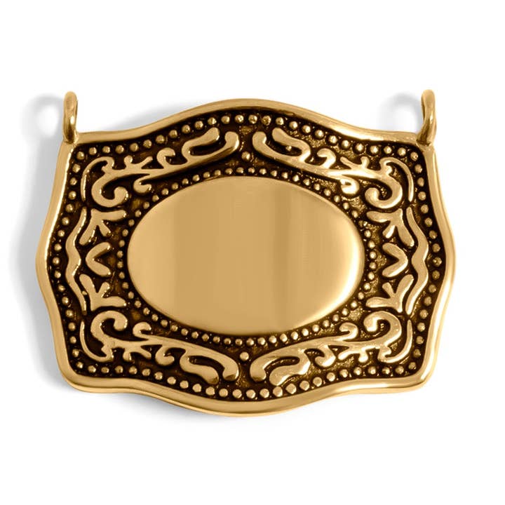 WJW - Wholesale Individual charm/pendant - 18K Gold PVD Stainless Steel Engravable Belt Buckle Charm0