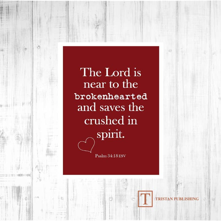 Biglietto d'auguri Salmo 34:18 - Il Signore è vicino per la vendita all'ingrosso da parte di TRISTAN Publishing