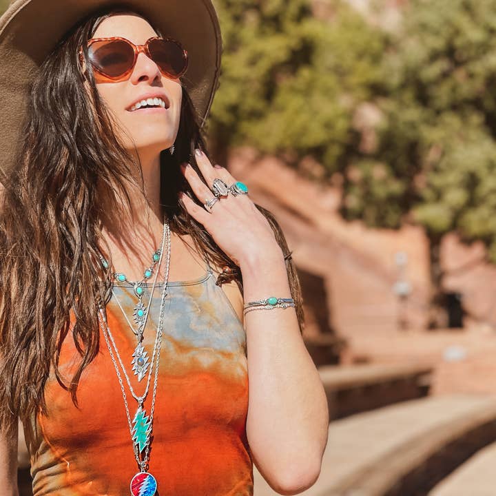 Hiouchi Jewels | Rose & Bolt Grateful Dead Jewelry – wholesale Pendant/charm necklace – Lazy Lightning Bolt Pendant | Labradorite5