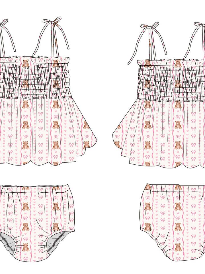 Chérie - Ensemble Robe à Smocks avec Culotte pour la vente par Blush Lotus