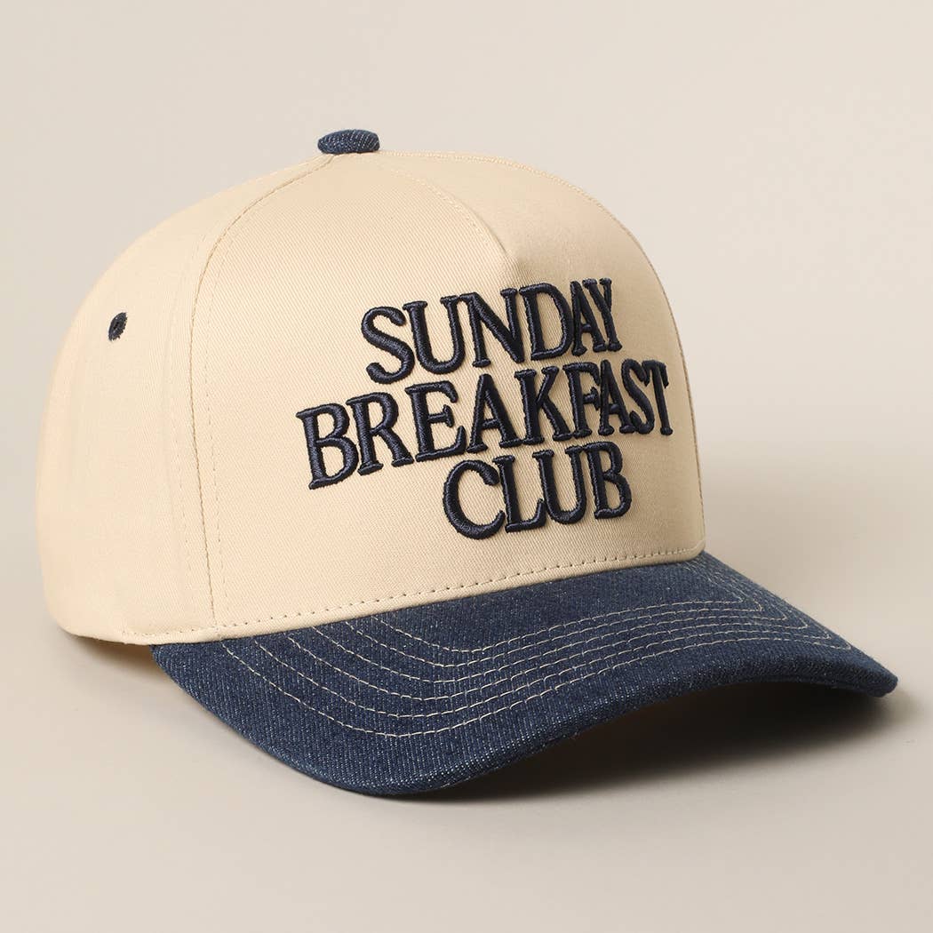 Fashion City - Wholesale Trucker Hat - Unisex - SUNDAY BREAKFAST 3D Letter Embroidered Two-Tone Trucker Hat1