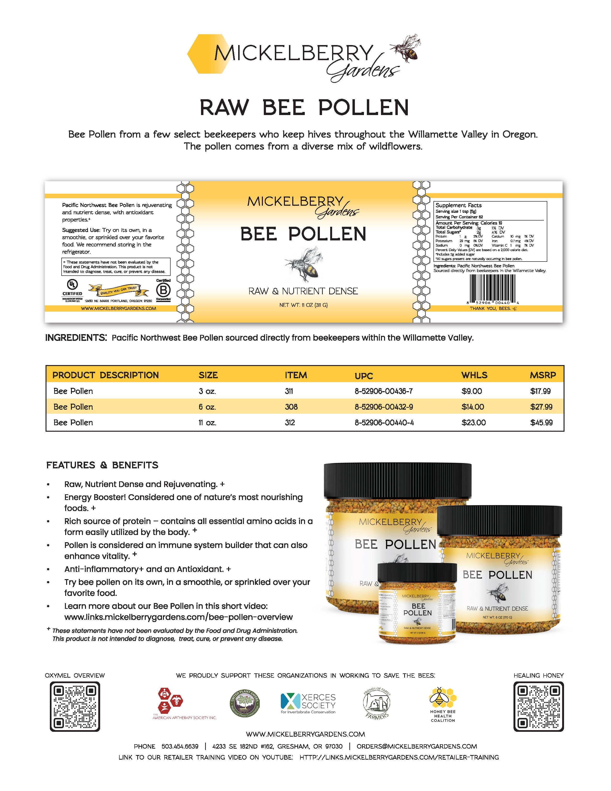 Mickelberry Gardens - Wholesale Protein/Superfood Powder - Bee Pollen — raw, clean and pure multivitamin6