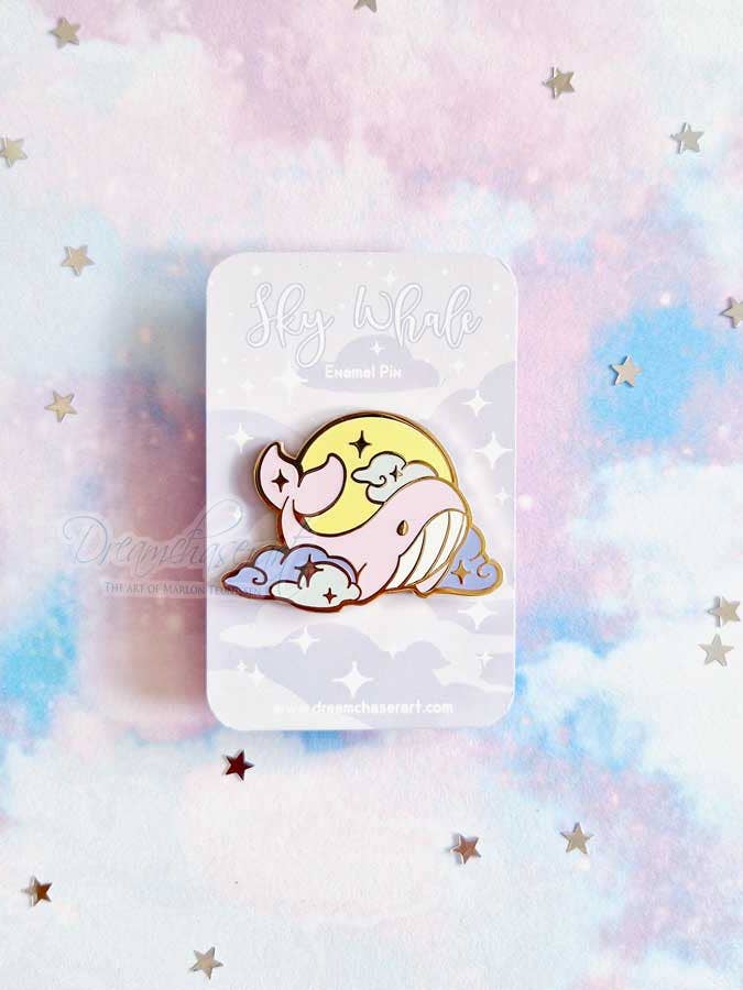 Pin de esmalte ballena voladora Sky Whale para venta al por mayor de Dreamchaserart