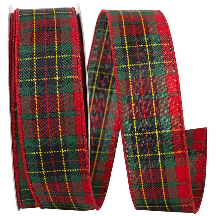 Plaid Holiday Generation Wired Edge, Red/green, 1-1/2 In for wholesale by RELIANT RIBBON
