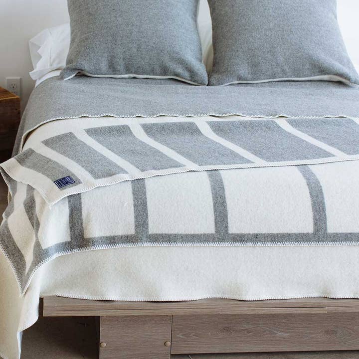 Faribault – Manta para sofá por atacado – Tira de lã com moldura reversível com listras7