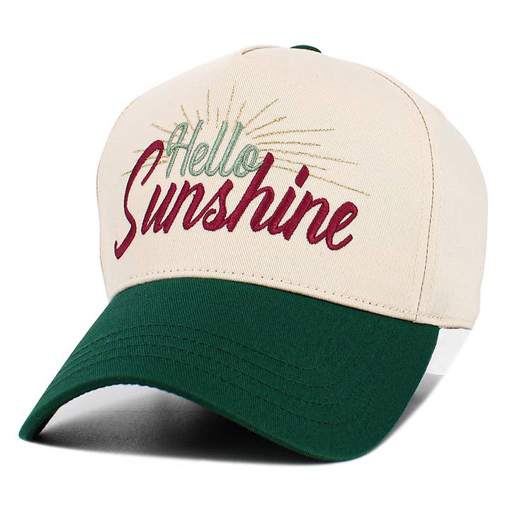 Sensibling Corp. - Vente Casquette de baseball – femme - Casquette de baseball en velours côtelé brodée avec le message HELLO SUNSHINE3