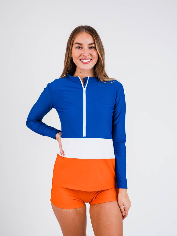 Half-Zip Wahoo Rash Guard for wholesale by Calypsa