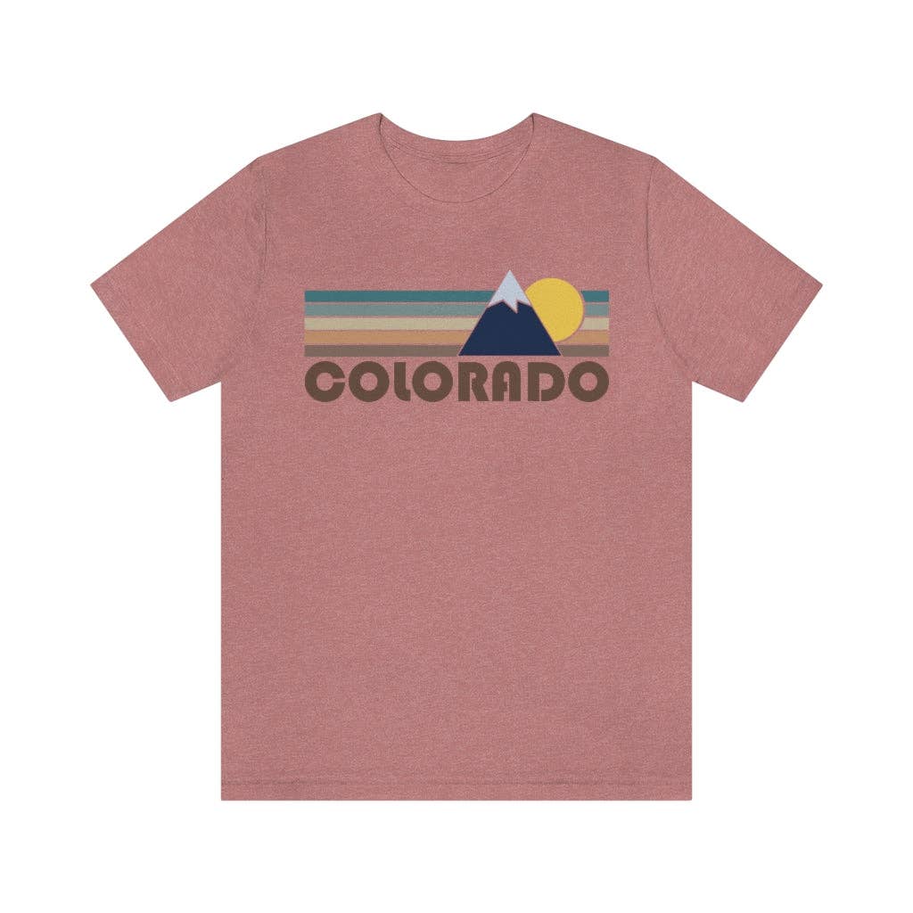 Hey Mountains - Wholesale Screen Printed T-Shirt - Women's - Colorado T-Shirt - Retro Mountain v2 Unisex Colorado Shirt1