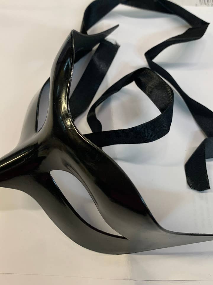 Caufield's Novelty - Wholesale Costume - Unisex - Black Shiny Masquerade Mask Harlequin Style