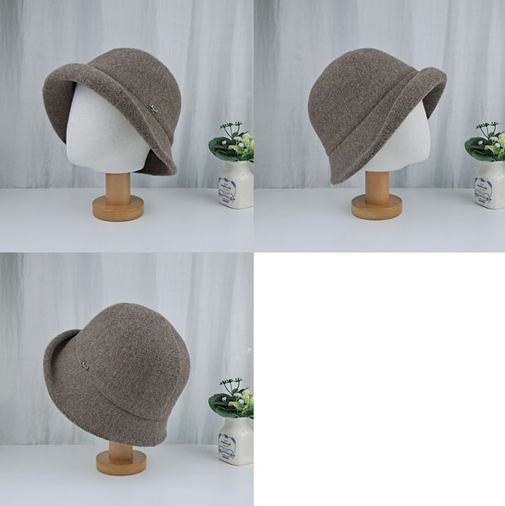 Comfortarians - Vendita all'ingrosso Cappello da pescatore - Donna - Cappello a secchiello in lana regolabile da donna, blocchi di colore, autunno inverno3