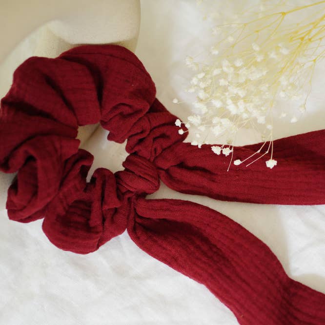 Chouchou Ruban Apolline Uni Rouge Burgundy pour la vente par Bohomane