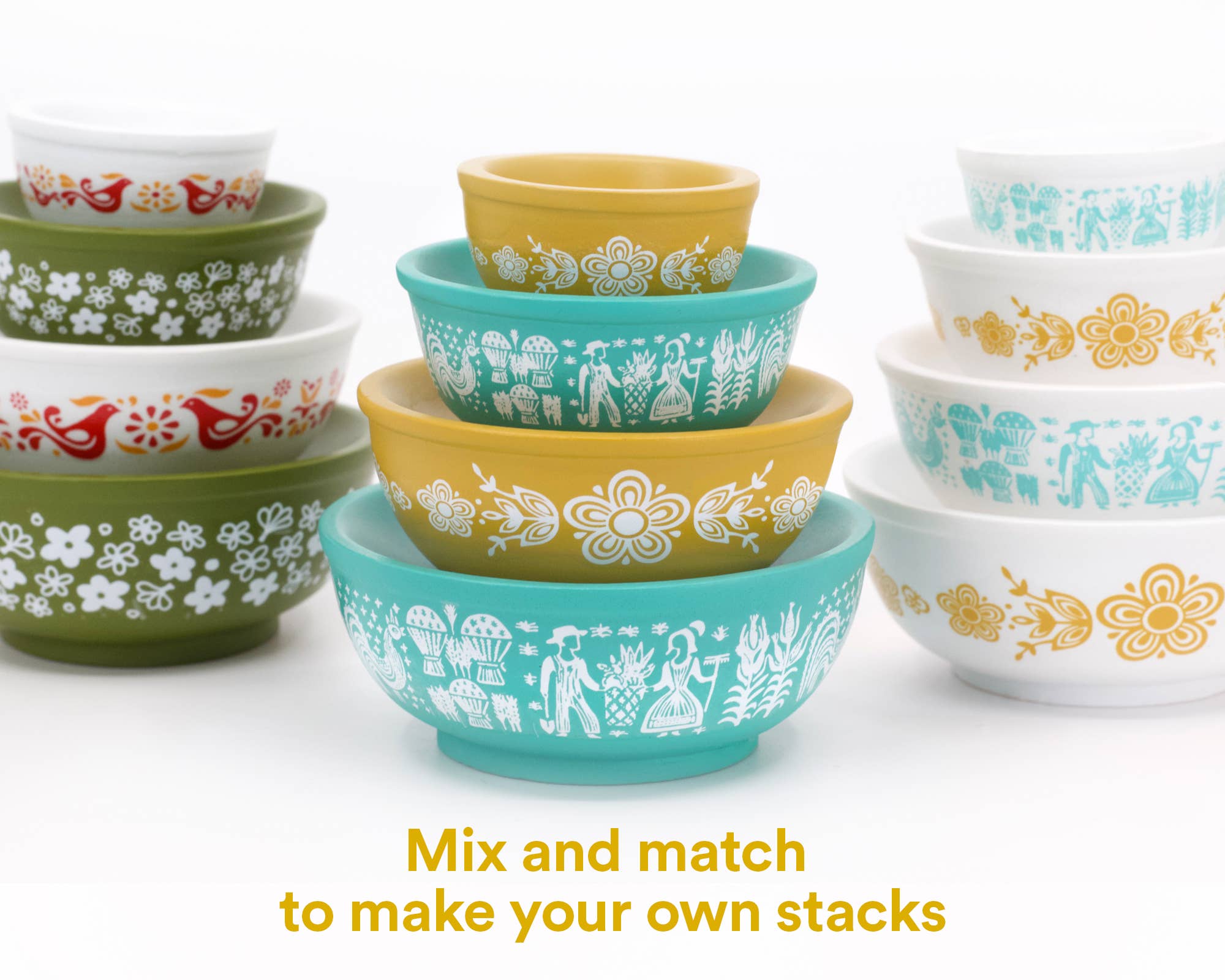 Twinkltoast - Wholesale Decorative Plate/Dish/Bowl - Mini Pyrex-Inspired Mixing Bowls – Retro Stackable Set11