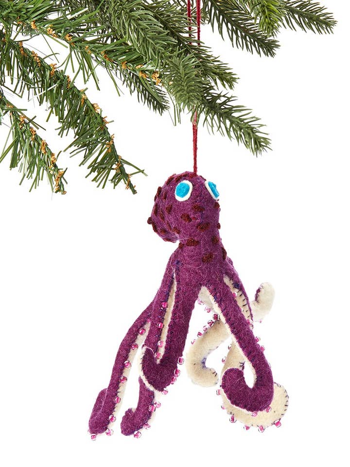 Purple Octopus Ornament for wholesale by Silk Road Bazaar
