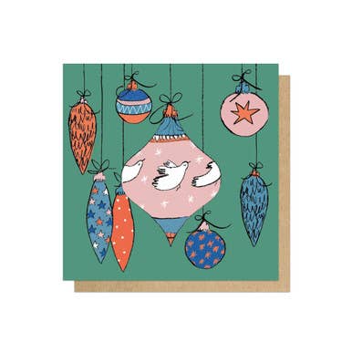 Festive Baubles Greetings Card for wholesale by East End Prints - Greetings Cards & Postcards