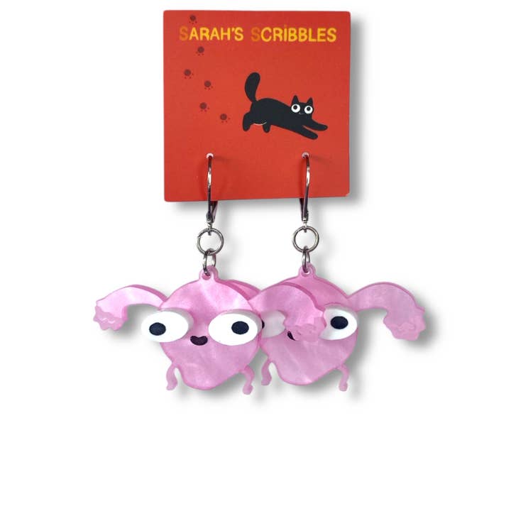 Vinca - Wholesale Dangle Earrings - Sarah's Scribbles Uterus Earrings