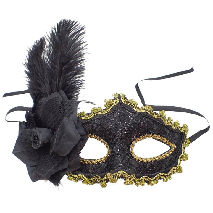Topkids Accessories - Wholesale Costume – Unisex - Feather Masquerade Mask, Venetian Mask Halloween Mask, Masks for Masquerade Ball, Fancy Dress Adult, Cosplay accessories, Black Lace, Halloween Masks7