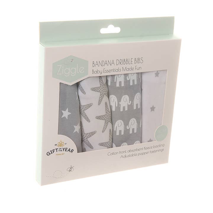 Ziggle Baby - Wholesale Bib - Baby - Grey and White Bib Set1