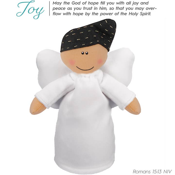 The Angel Gift Company – Großhandel Kuschel-/Plüschtier – Kind & Baby – Angel Plüsch-Puppe - Mädchen mit schwarzen Haaren1