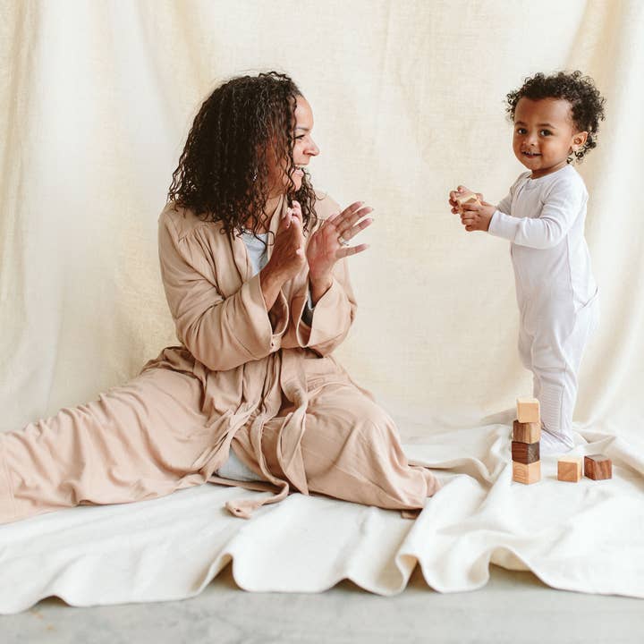goumikids - Wholesale Robe - Women's - Viscose Bamboo + Organic Cotton Womens Robe - Sandstone