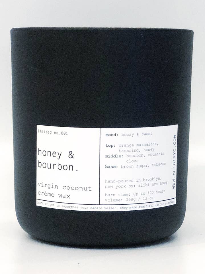 MIEL & BOURBON | CRÈME DE NOIX DE COCO VIERGE & BOUGIE EN BOIS pour la vente par ALIBI NYC