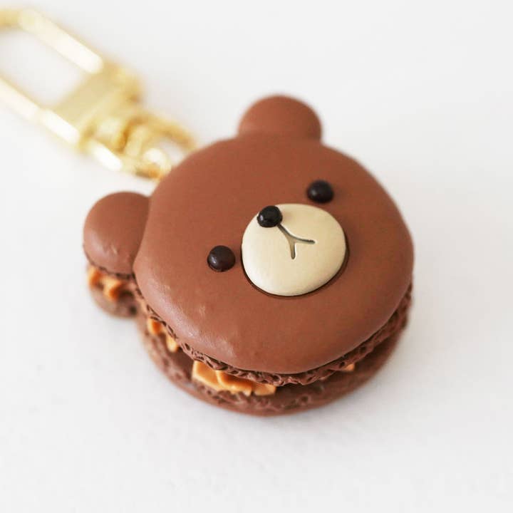 Chocolate Bear Macaron Bag Charm for wholesale by Elfi Handmade