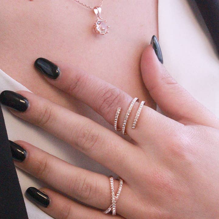 CARALI / MYC Paris - Vente Bague avec plusieurs pierres - Bague X - Or Rosé Et Cristal3