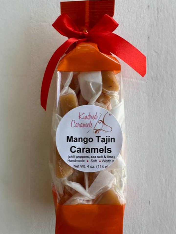 Mango Tajin Caramels, 4oz Bag for wholesale by Kindred Caramels