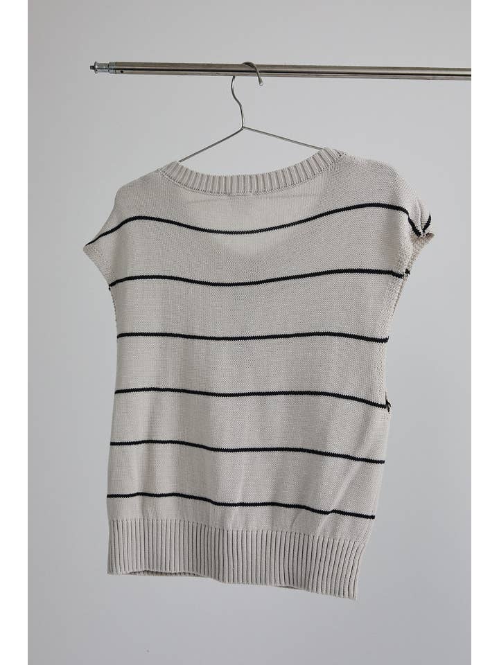 LE LIS - Vente Pull en maille – femme - TOP EN MAILLE SANS MANCHES À COL ROND ET BOUTONS DEVANT5