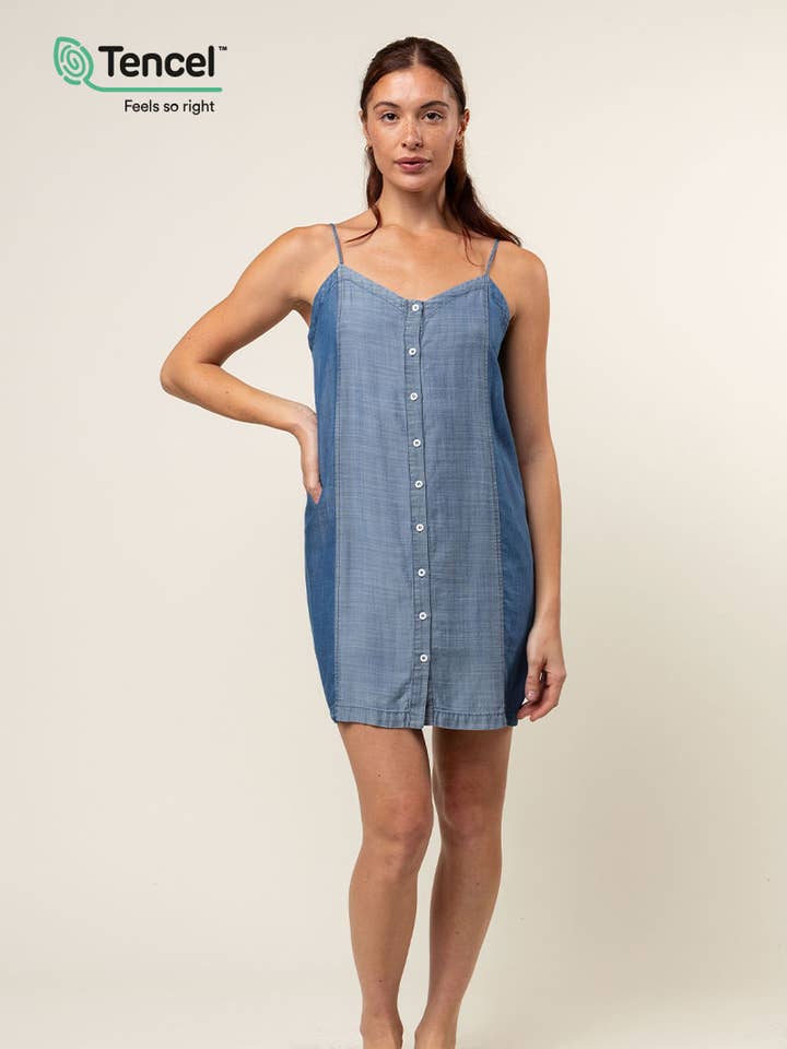 Tencel™ Kontrastpanel Knap-ned Kjole for engroshandel hos Naked Zebra