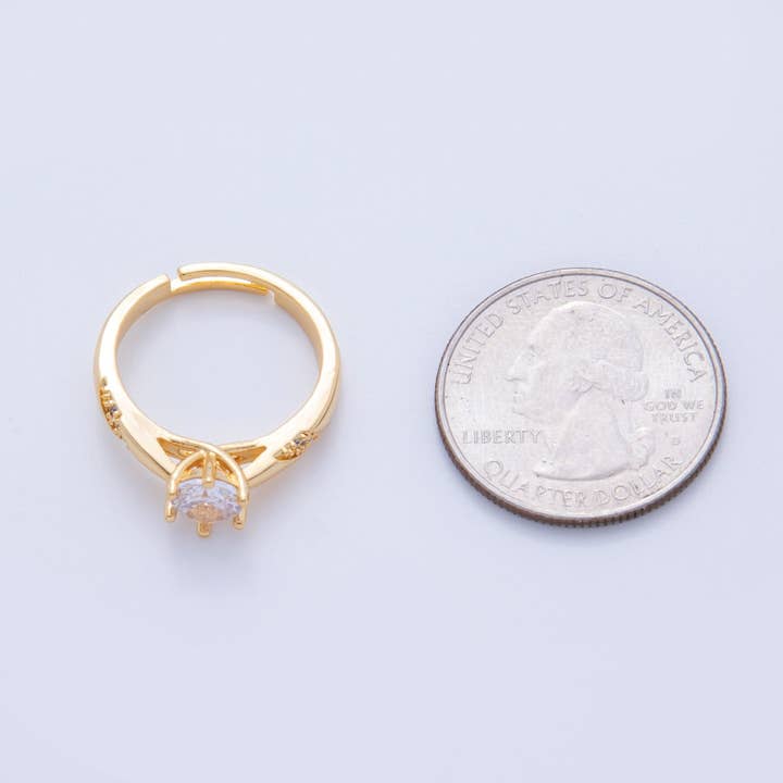 Aim Eternal - Wholesale Single Stone/Solitaire Ring - 18K Gold Filled Clear CZ Micro Paved Solitaire Ring | O17553