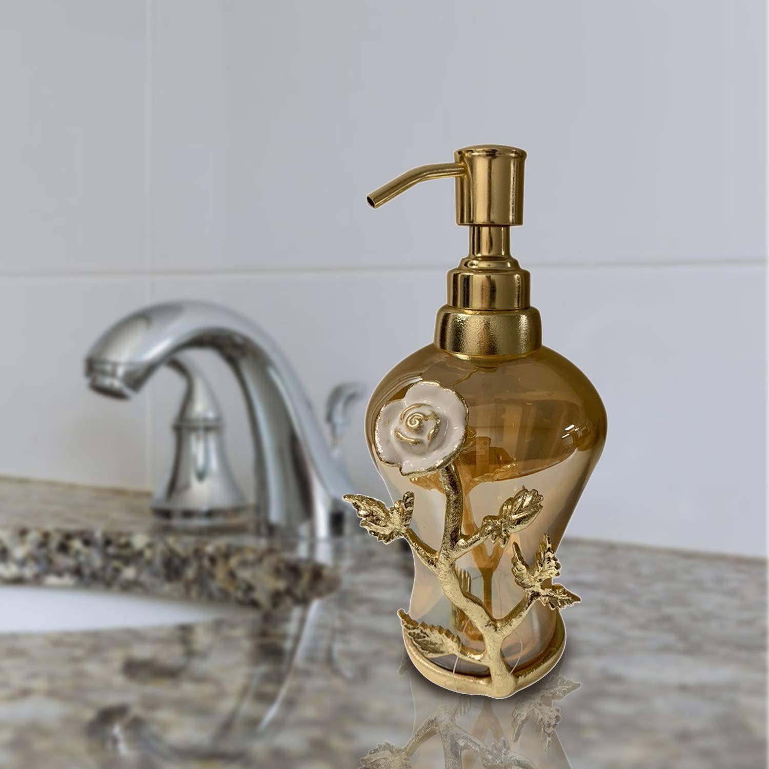 Gold The Enamelled Rose Collection, Decorative Soap Dispensers for wholesale on Faire2