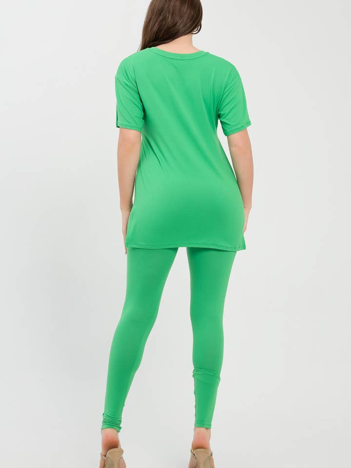 Julia by LoveJ - Wholesale Top & Pant Set (NOT Loungewear) - Women's - V Neck Side Slits Basic Top And Leggings Set26