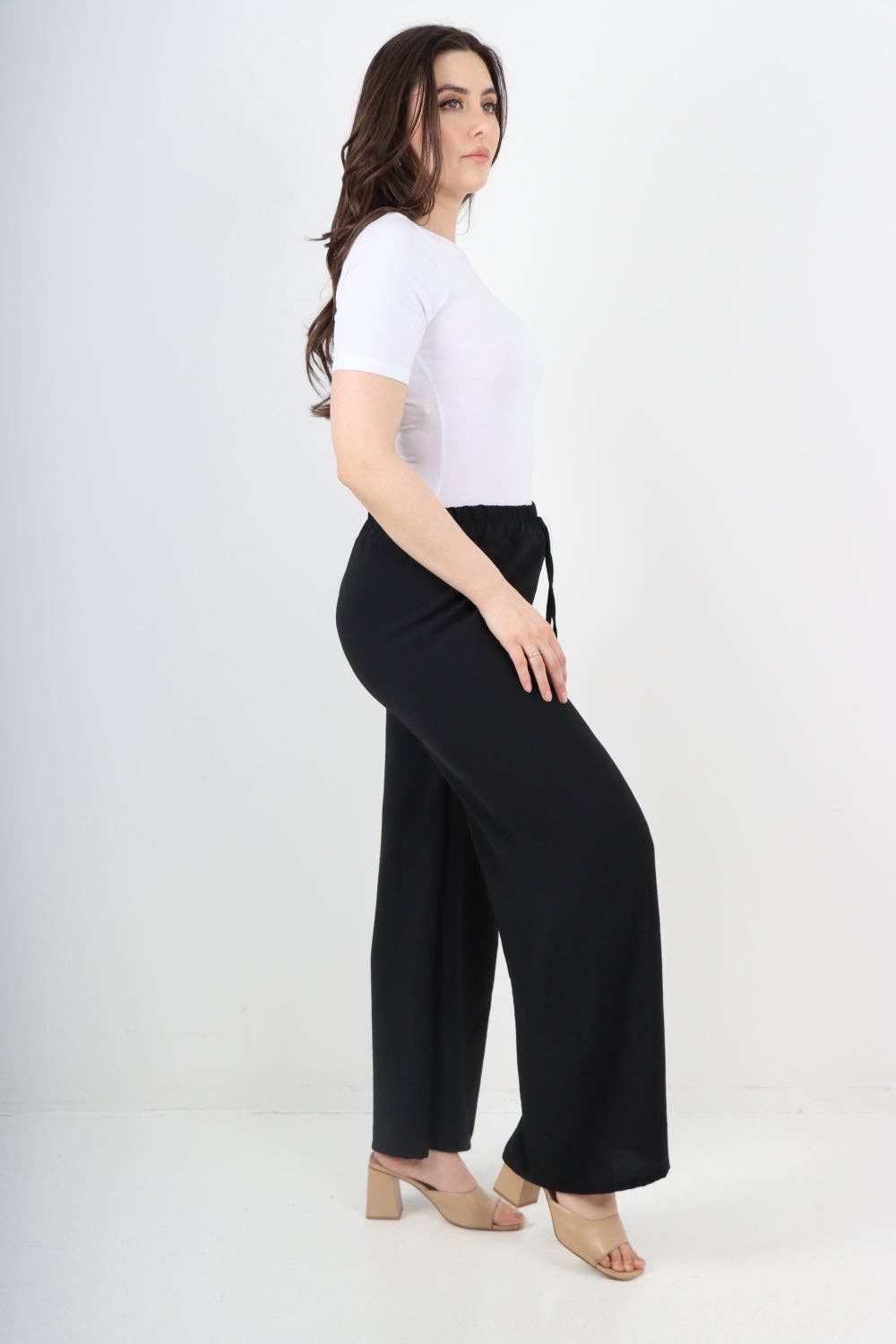 Miss Bold – wholesale Pants – Women's – Italian Elastic Waistband Drawstring Wide Leg Trousers12