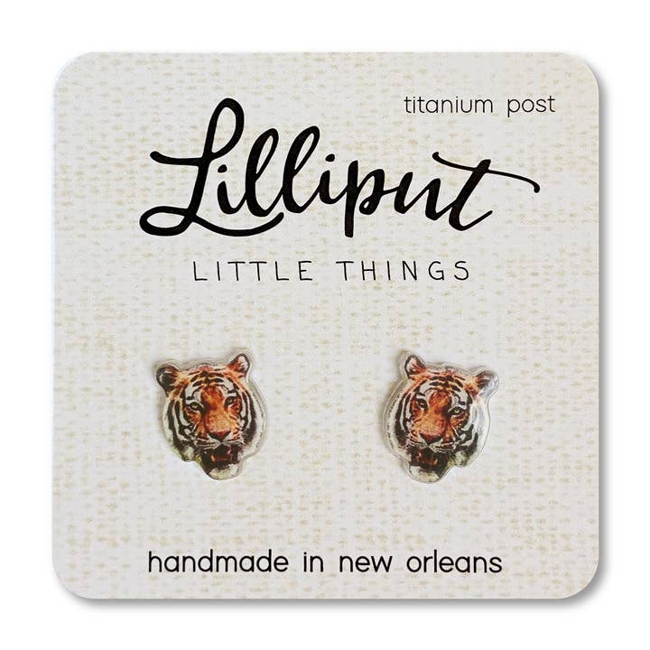 Tiger Earrings // Mascot Earrings for wholesale by Lilliput Little Things