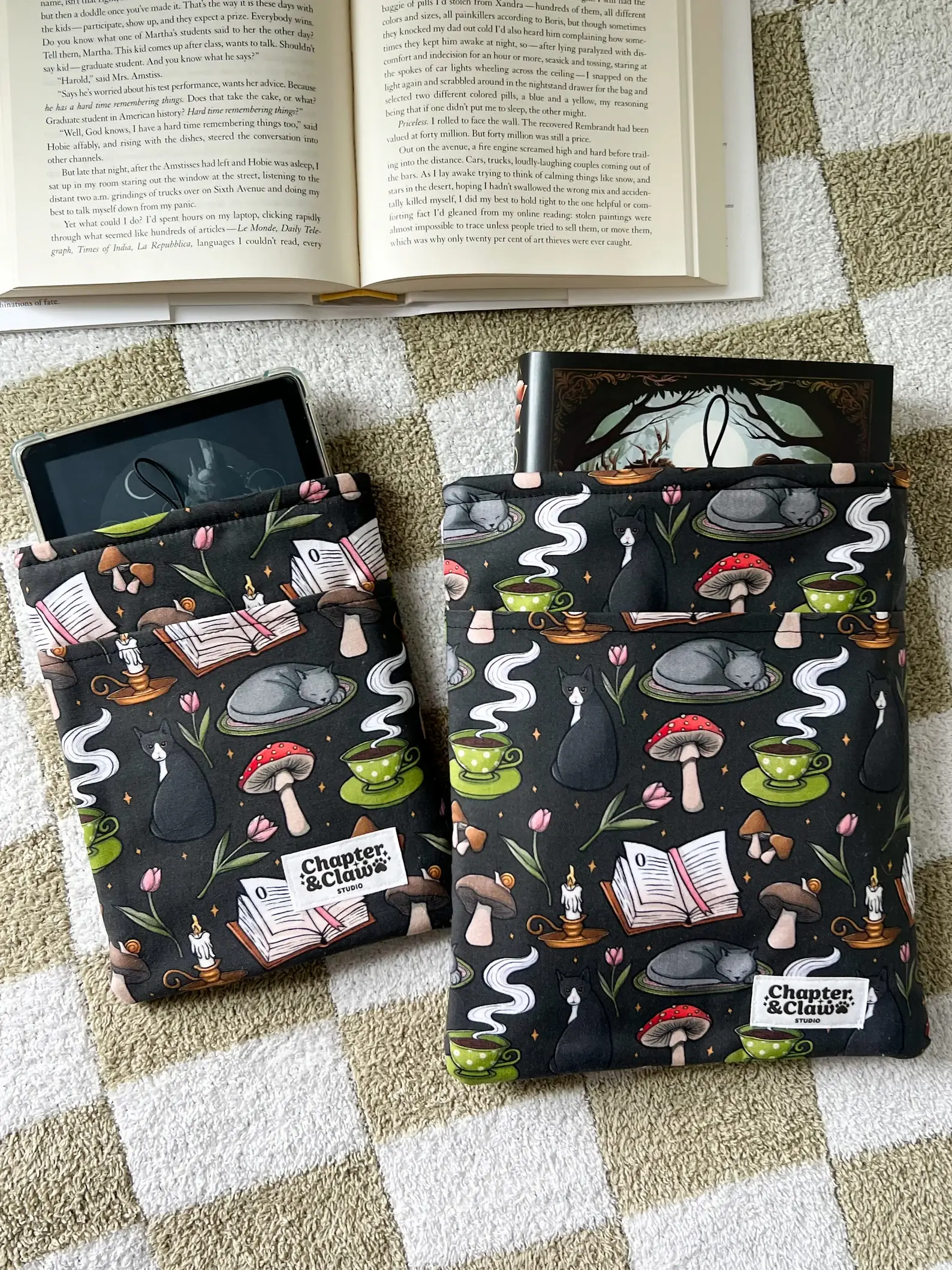 Chapter & Claw Studio - Wholesale Book Cover - Cozy Cats Handmade Padded Book Sleeves1