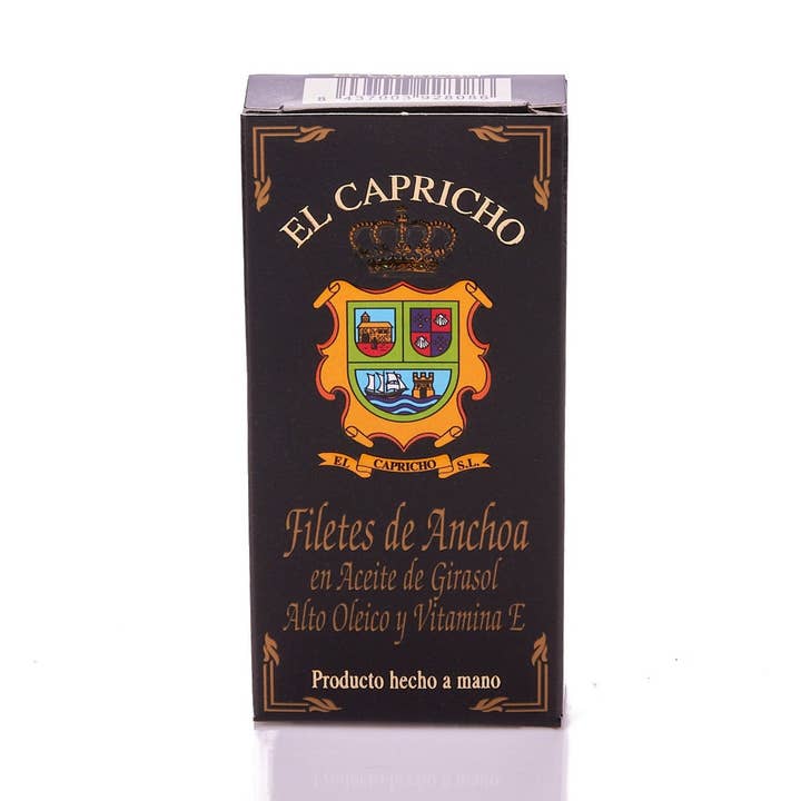 Anchovies in Sunflower Oil,50 gr,10 fillets M, El Capricho. for wholesale by Spanish Colmado by Ibericos USA