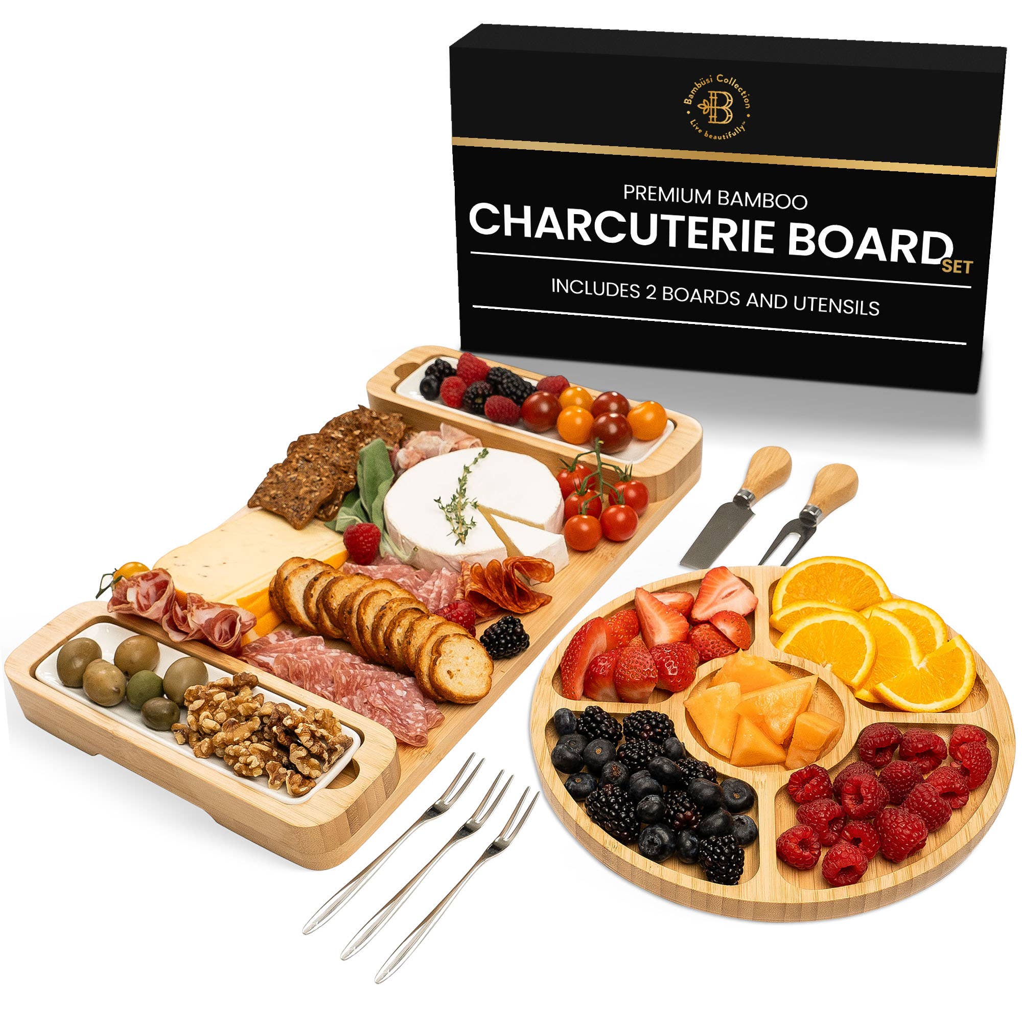 Bambusi - Wholesale Cheese Board - Charcuterie Board Gift Set - Cheese Board & Serving Tray5