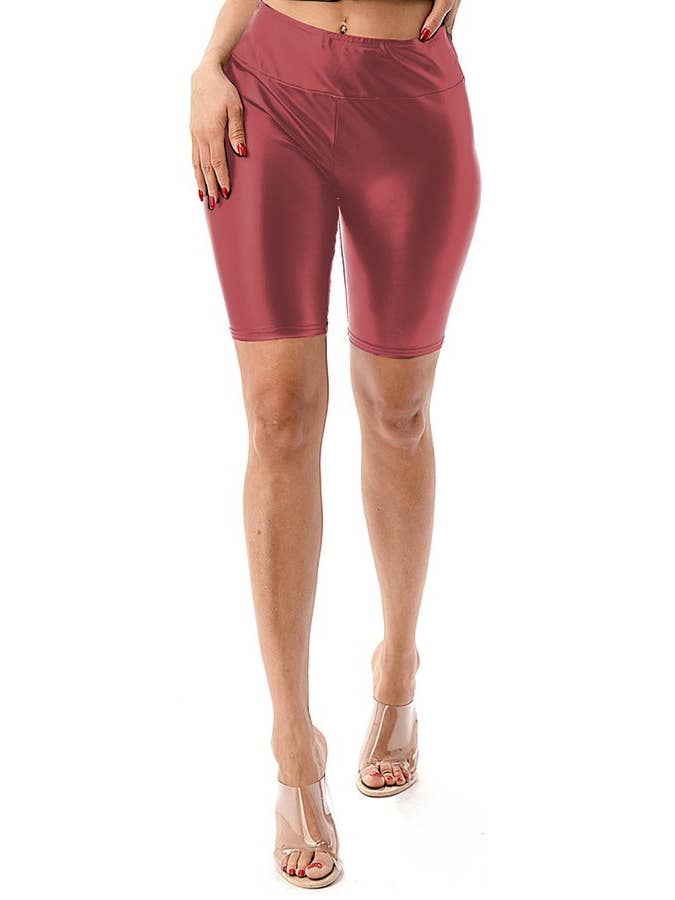 Color 5 - Wholesale Athletic Shorts - Women's - Faux leather high waist PU biker shorts leggings4